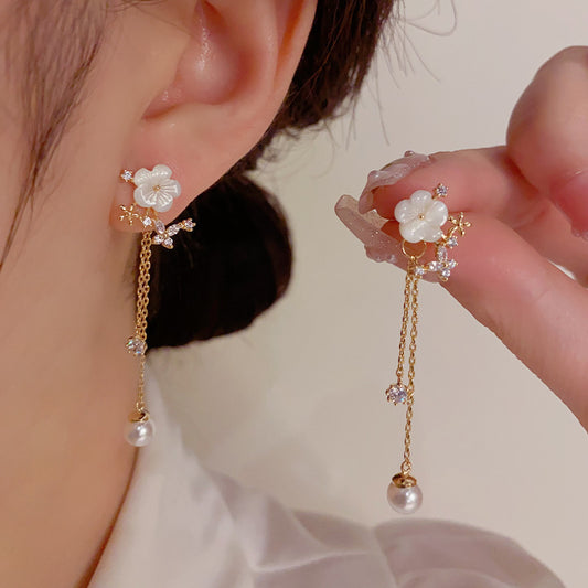 Sterling Silver, Mori Style, Light Luxury Tassel Earrings