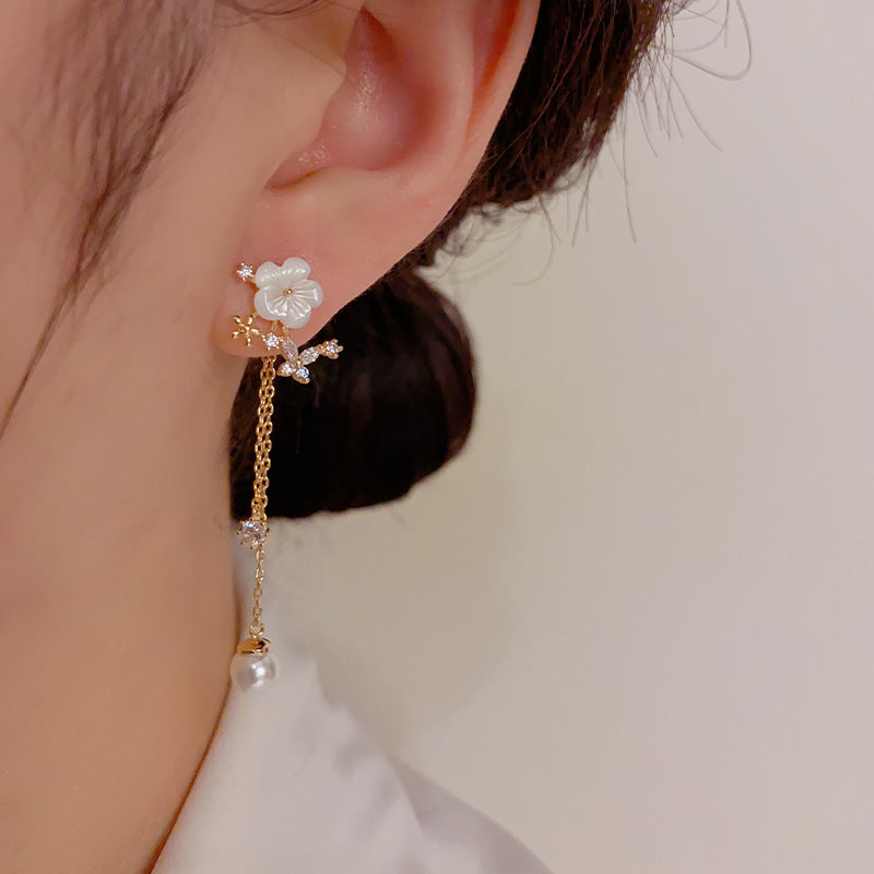 Sterling Silver, Mori Style, Light Luxury Tassel Earrings