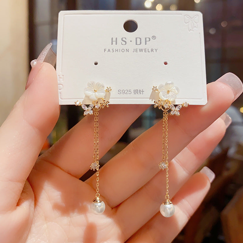 Sterling Silver, Mori Style, Light Luxury Tassel Earrings