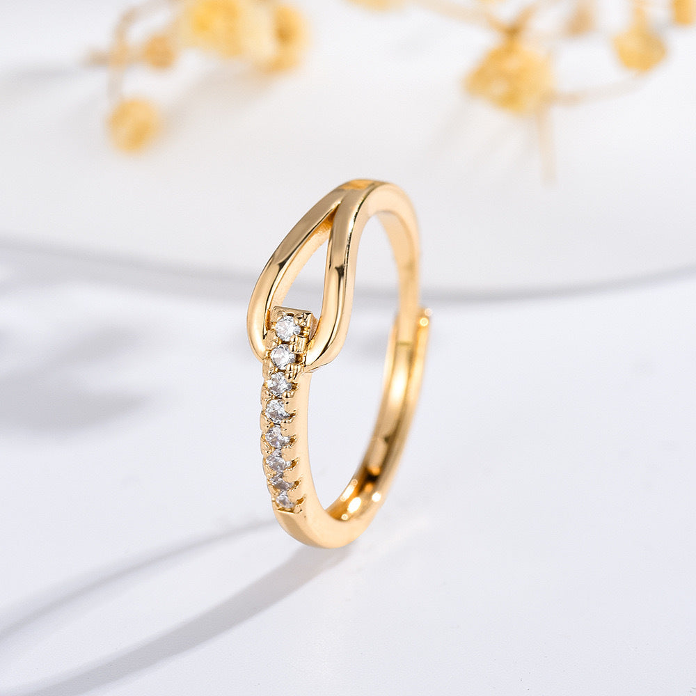 925 Silver Diamond-Encrusted Lubert's Tears Open Ring for Women.