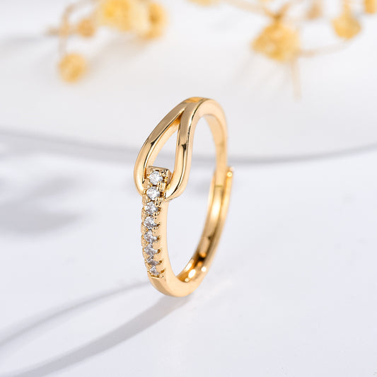 925 Silver Diamond-Encrusted Lubert's Tears Open Ring for Women.