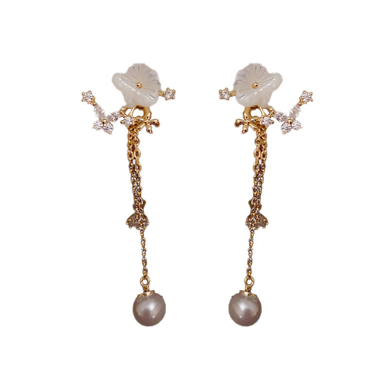 Sterling Silver, Mori Style, Light Luxury Tassel Earrings